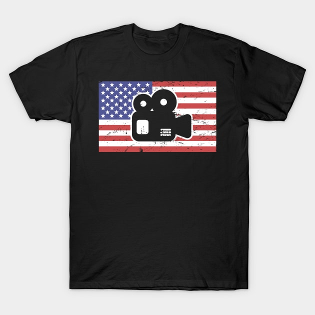 Film Camera & American Flag | Filmmaker T-Shirt by MeatMan